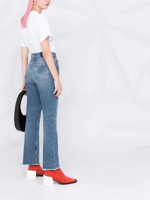 Jeans crop con effetto schiarito