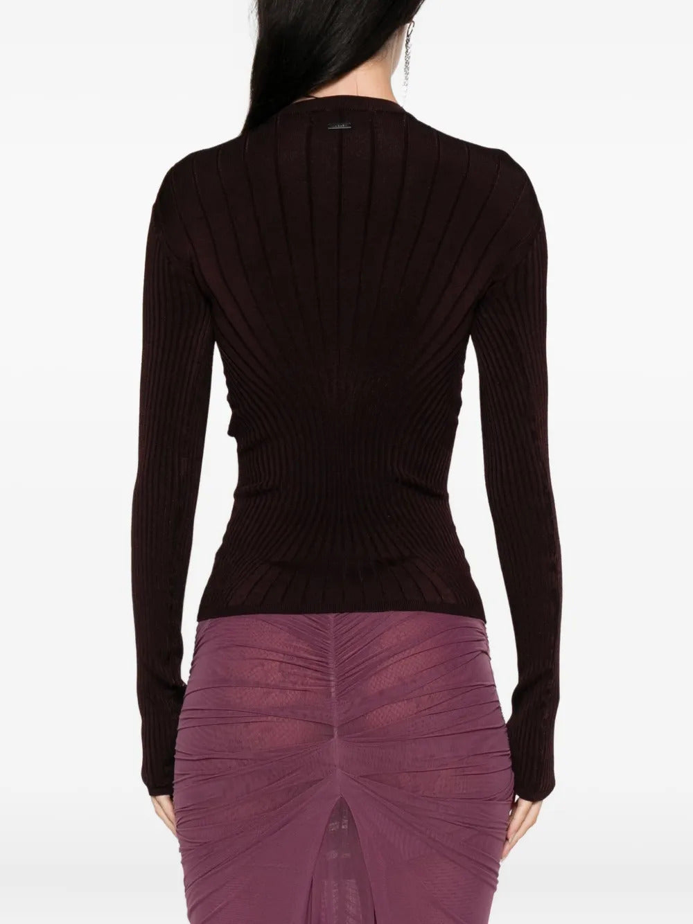 Top a coste a maniche lunghe