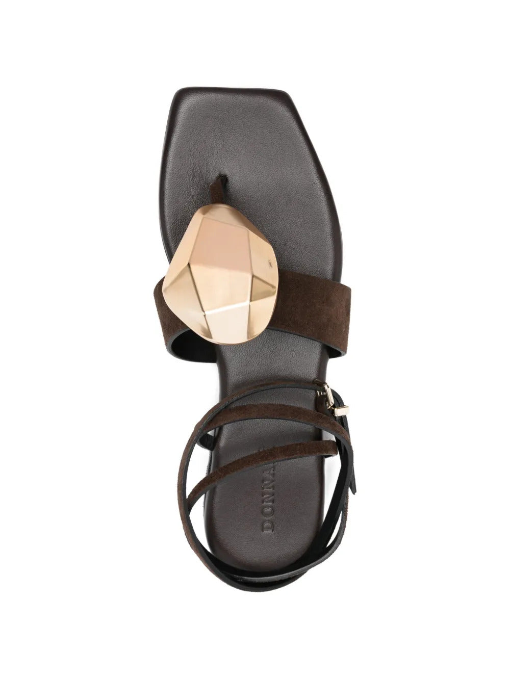 gold-tone-embellishment ankle-strap sandals