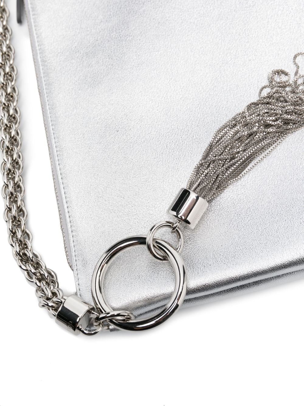 Callie metallic tassel clutch