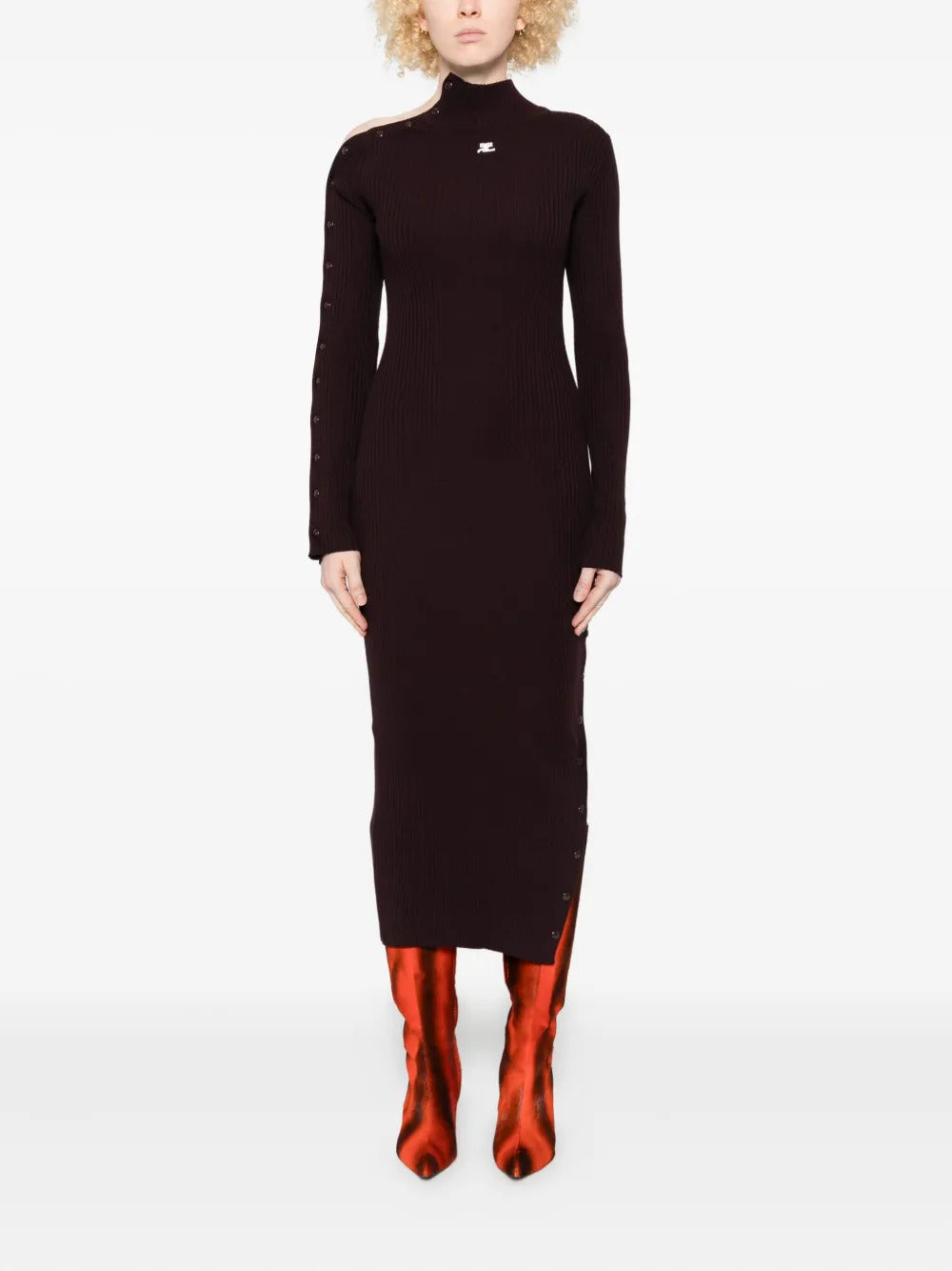 ribbed button-detail dress