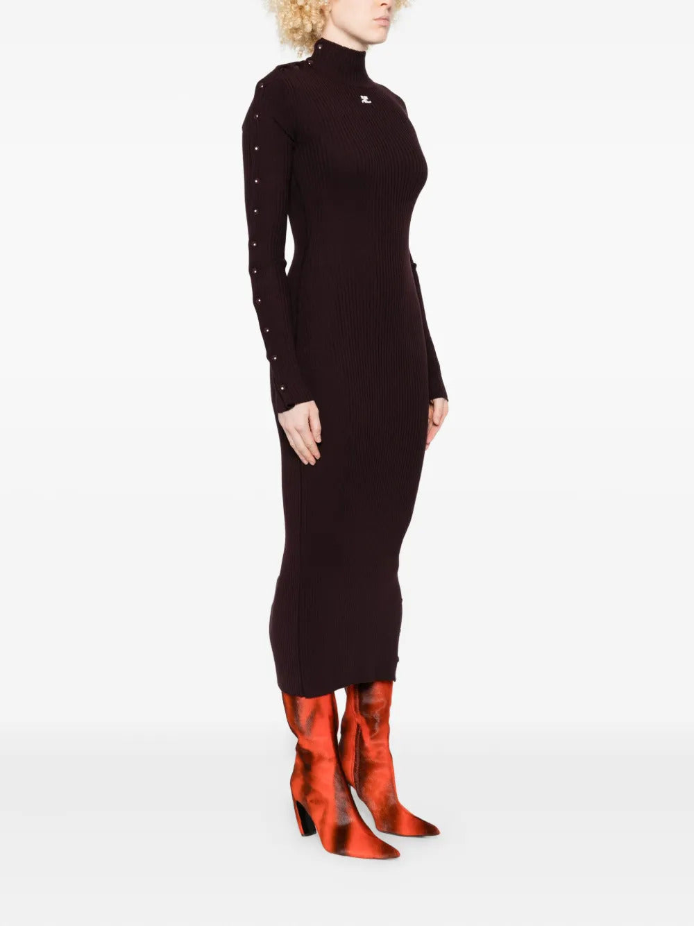 ribbed button-detail dress