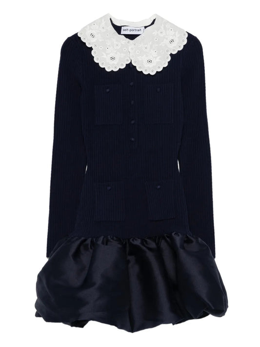 scalloped collar pocket mini dress