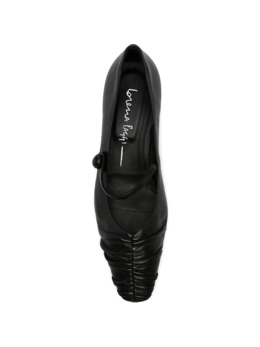 black leather strap ruched detail