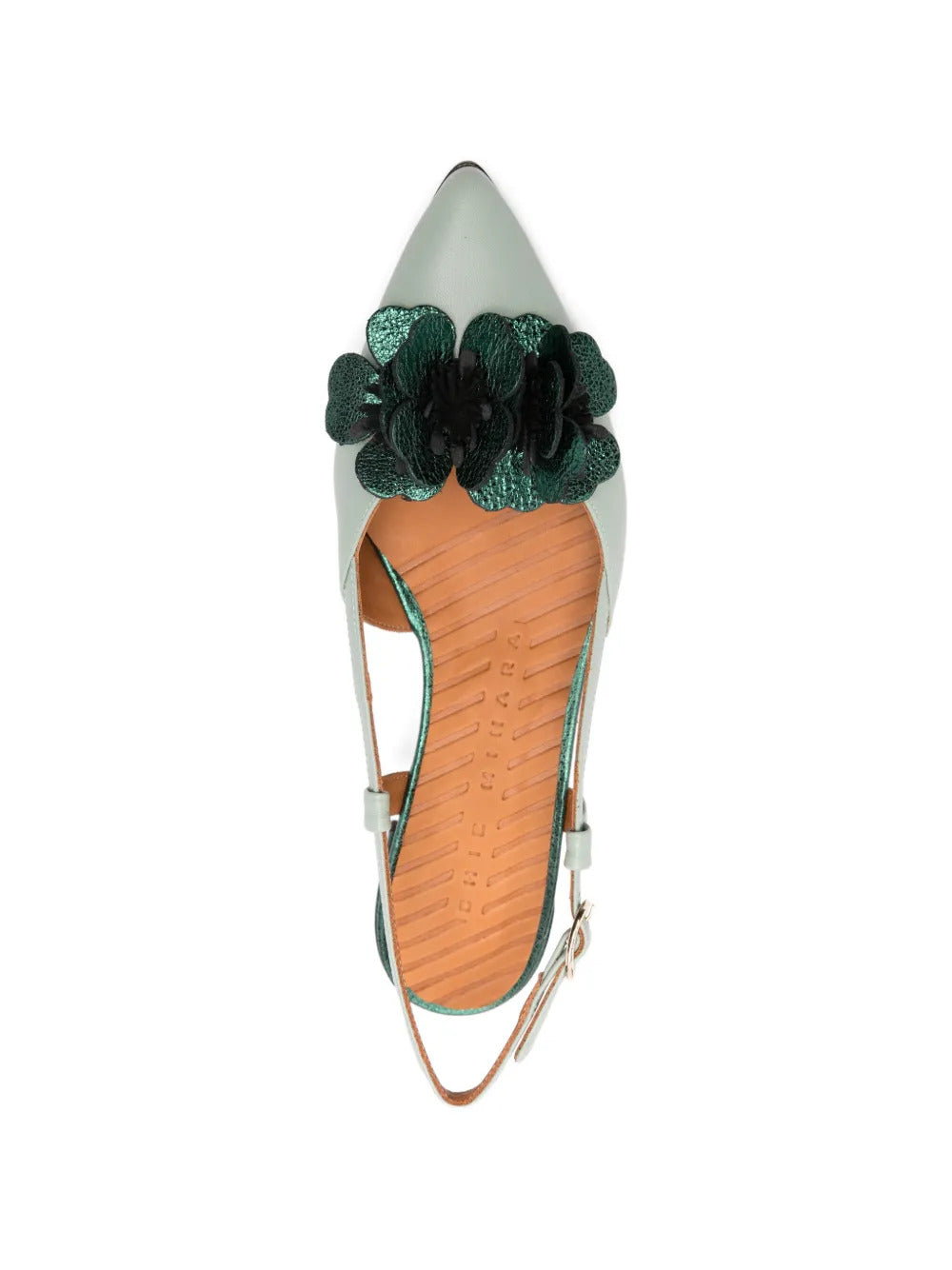 Hezel flower leather heeled pumps