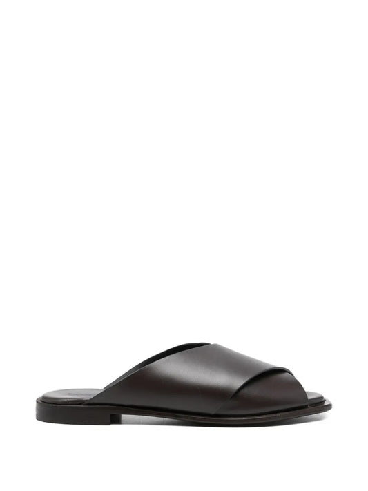 crossover leather sandals