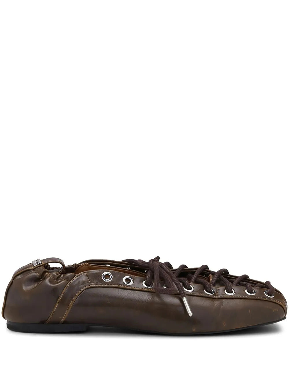 Ballerine stringate in pelle