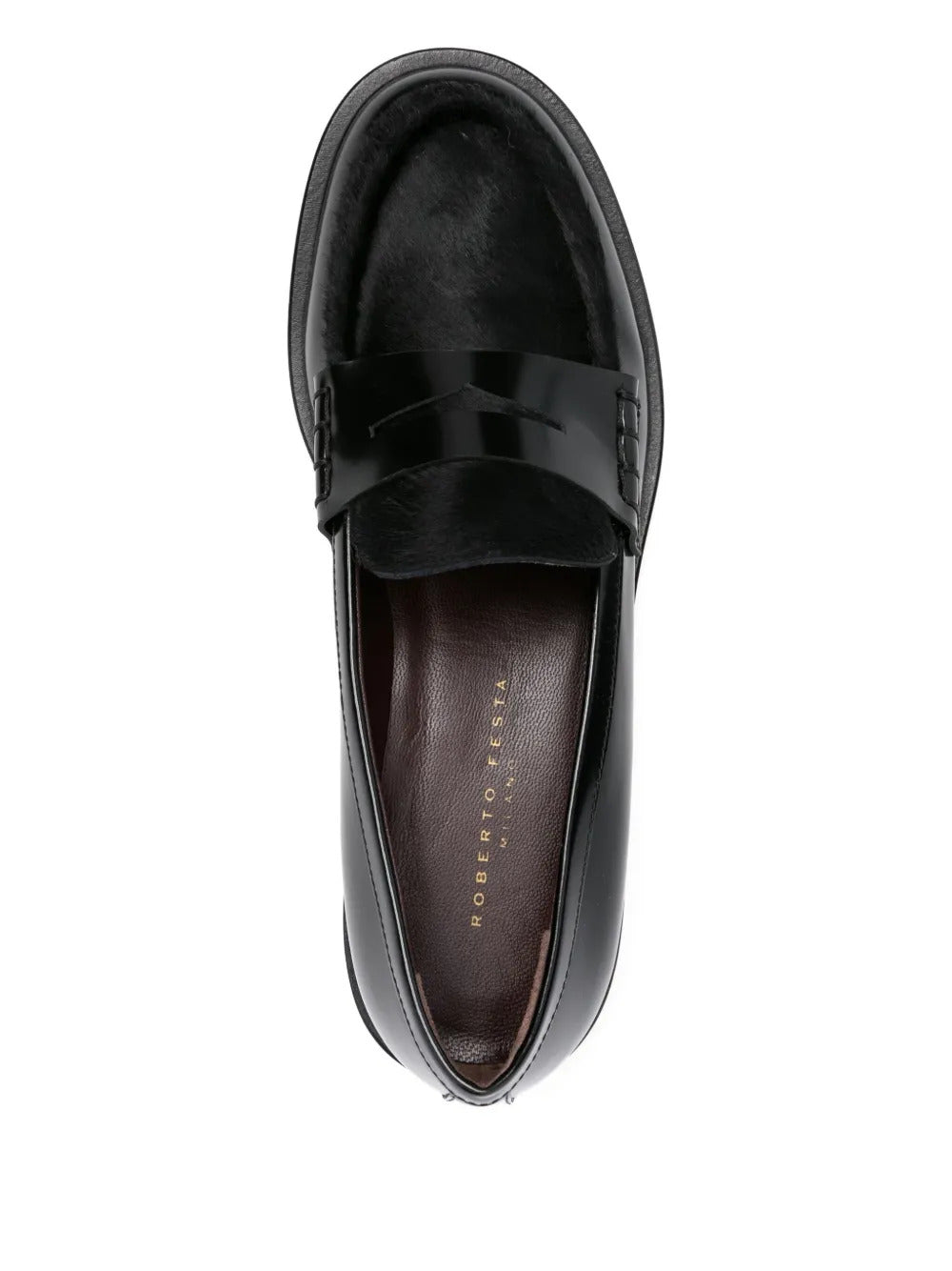 leather fur loafers