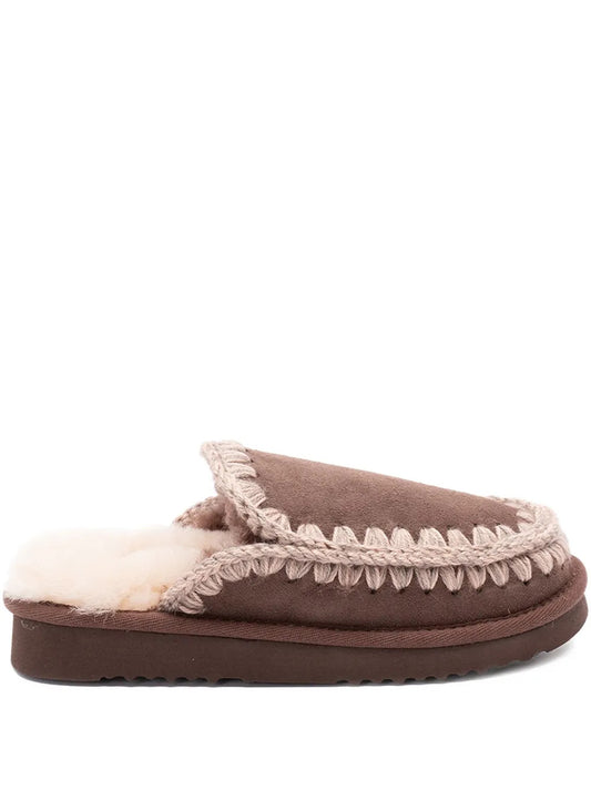 Slippers con dettaglio all'uncinetto