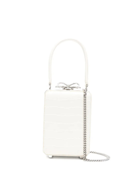 micro crocodille-effect leather tote bag