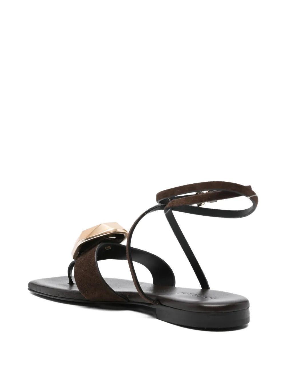 gold-tone-embellishment ankle-strap sandals