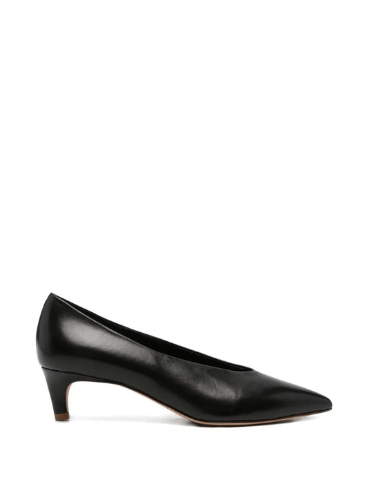 black leather pointed toe