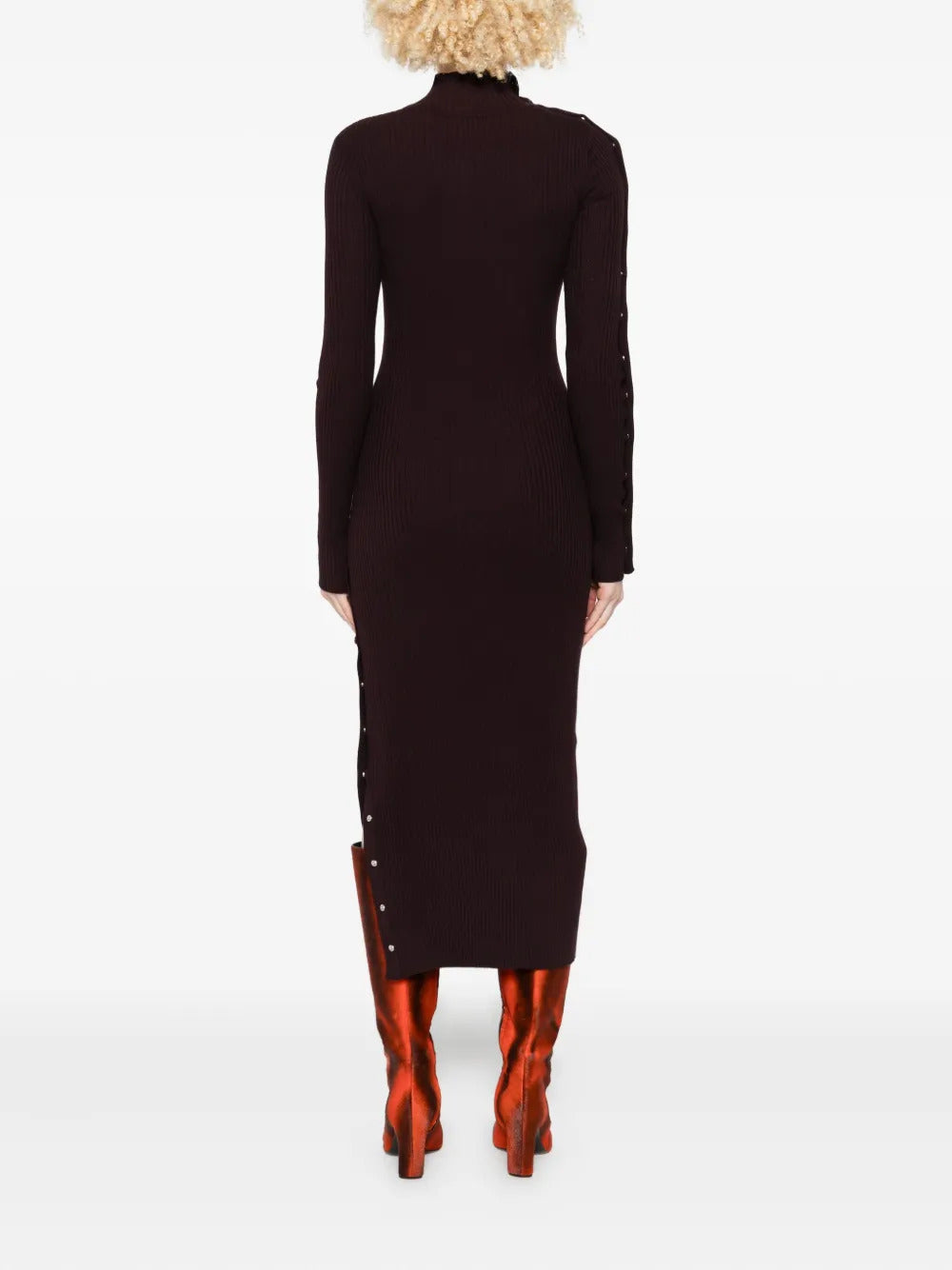 ribbed button-detail dress