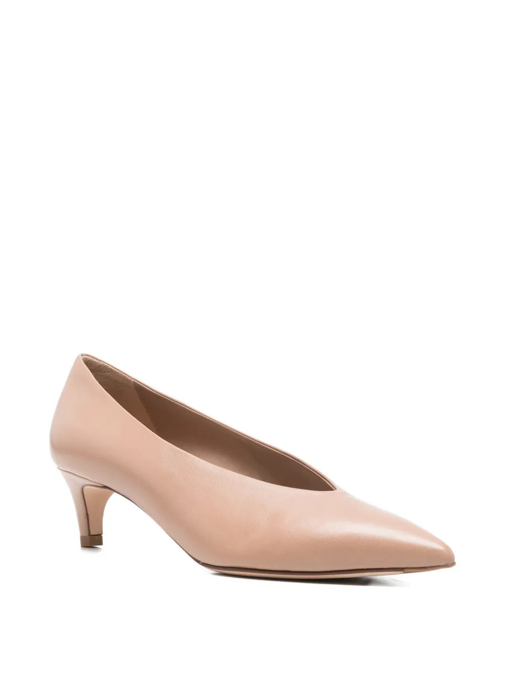 beige leather pointed toe slip-on style