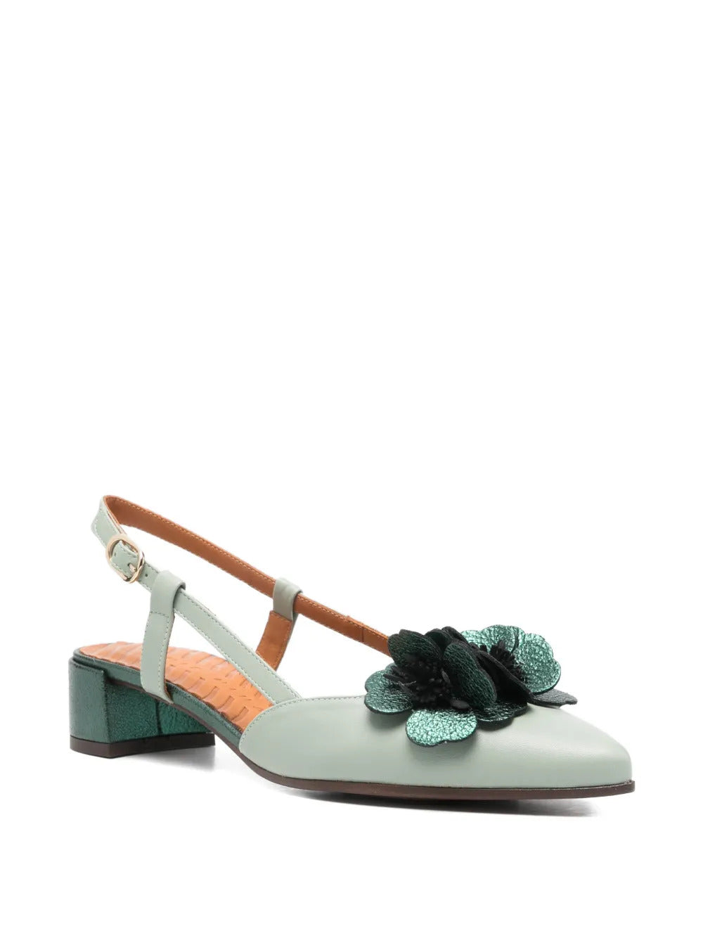 Hezel flower leather heeled pumps