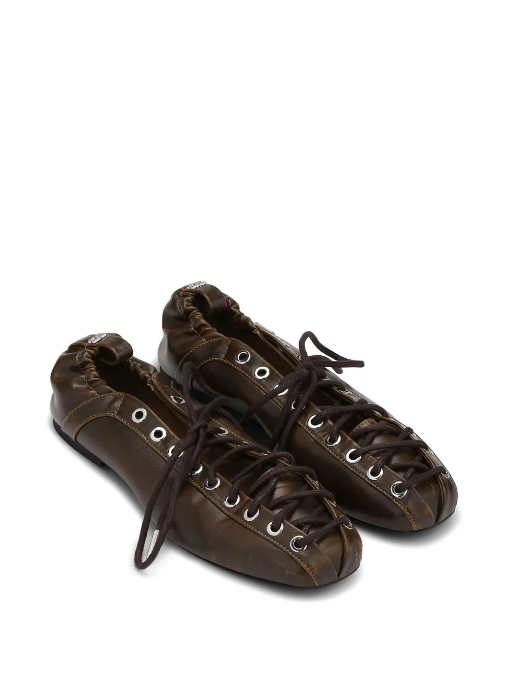 Ballerine stringate in pelle
