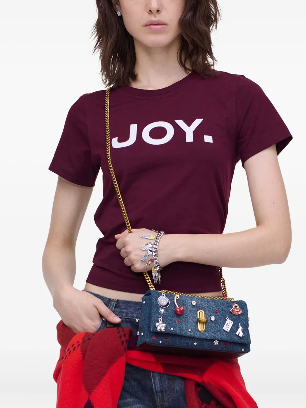 Borsa a tracolla The Trinket mini con charm e catena