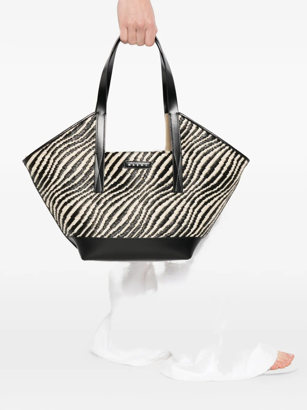 small Waves zebra-stripe tote bag