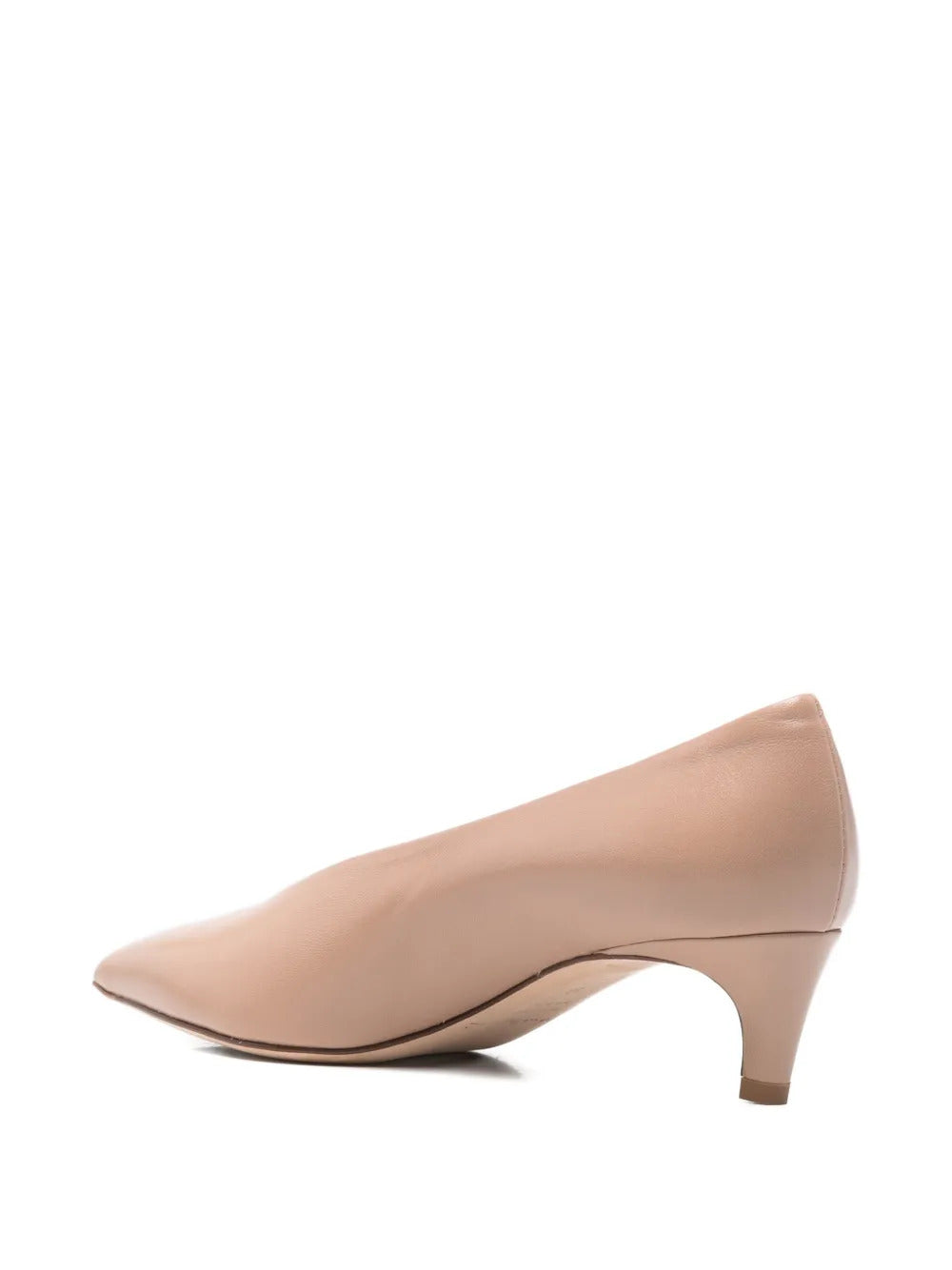 beige leather pointed toe slip-on style