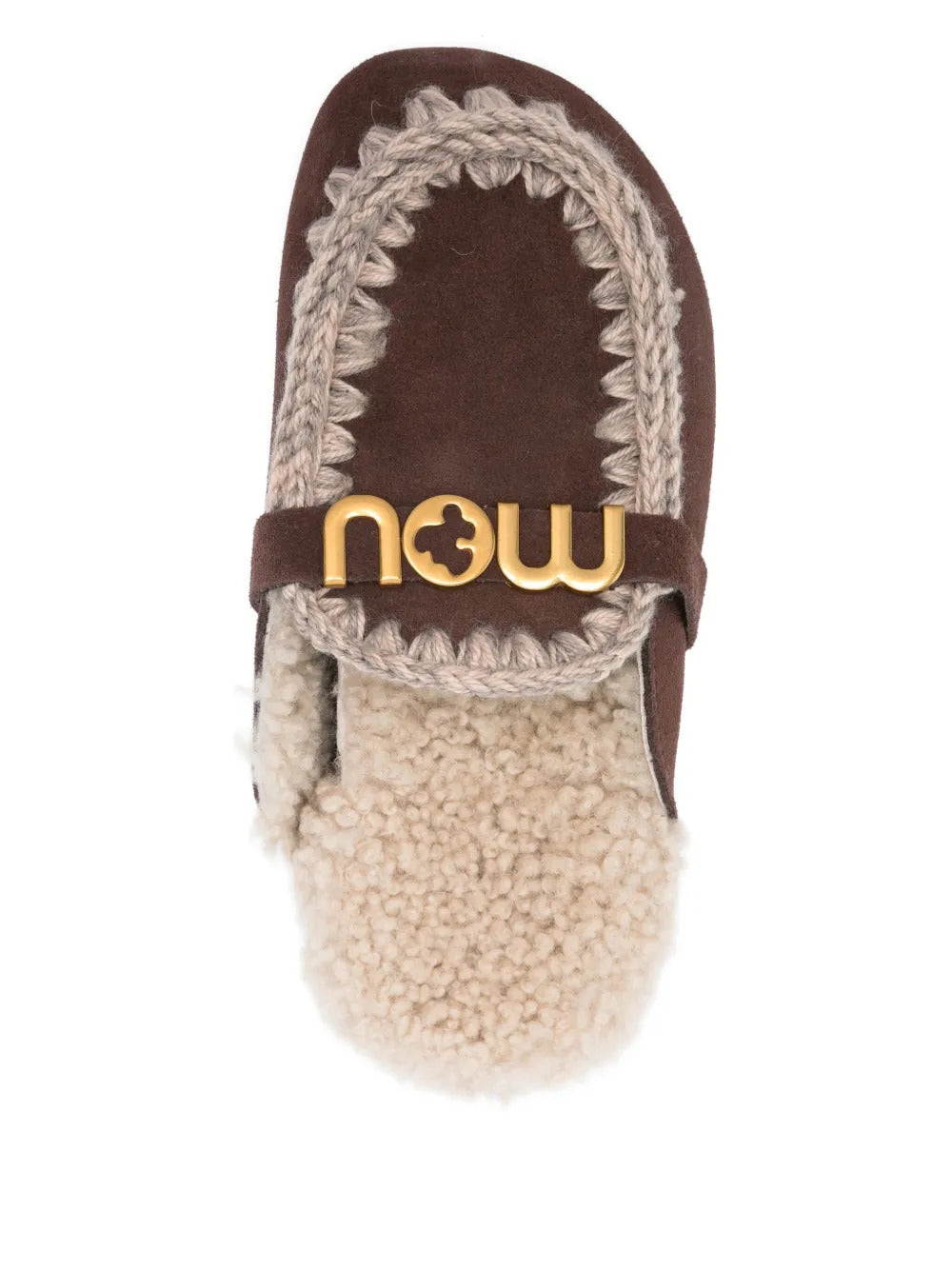 logo-plaque shearling mules