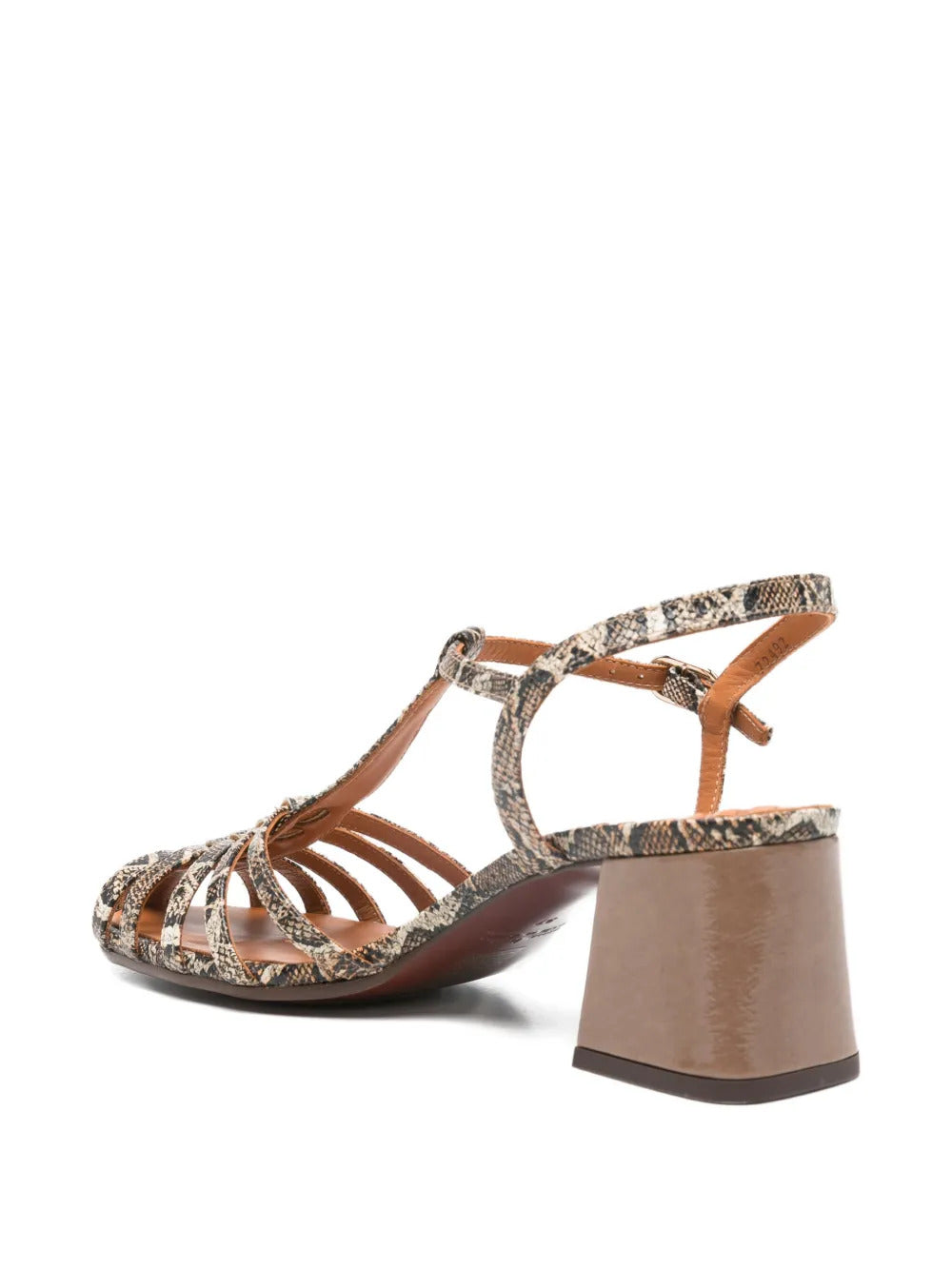 T-strap snake-print pumps