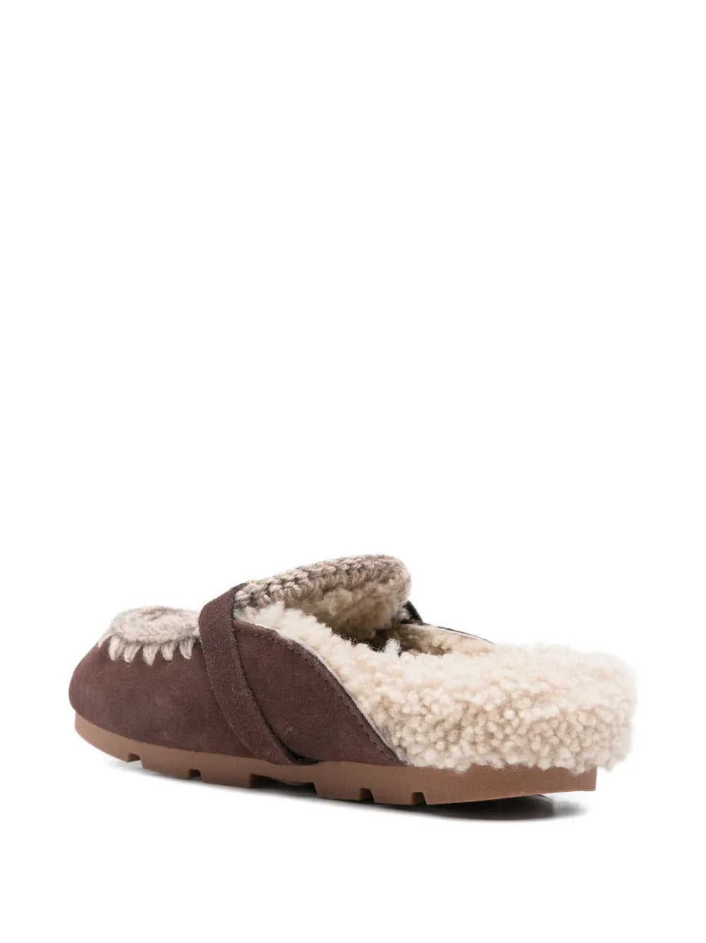 logo-plaque shearling mules