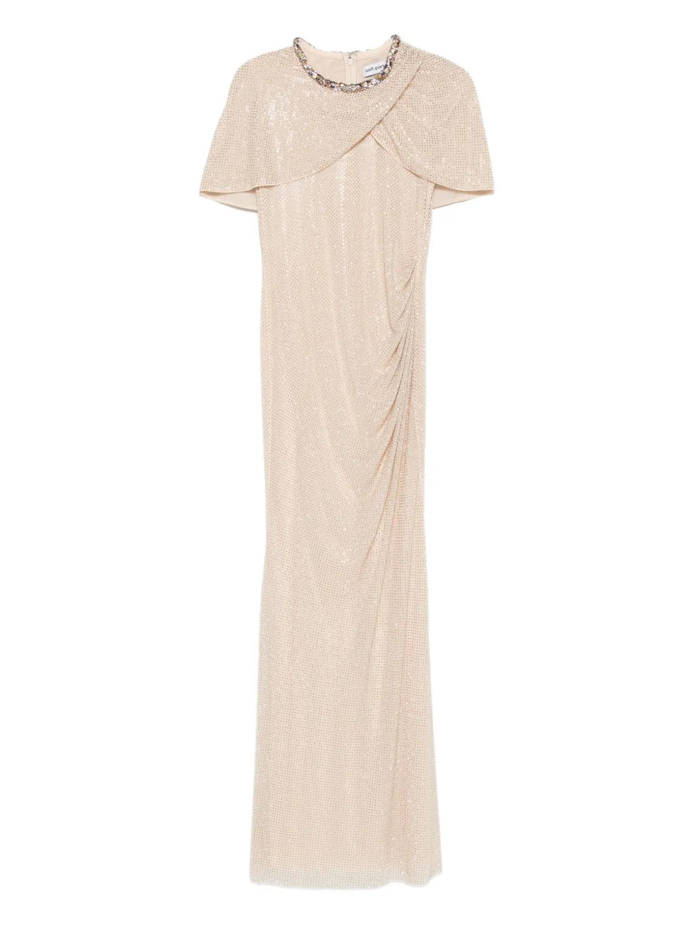 embellished draped maxi dress