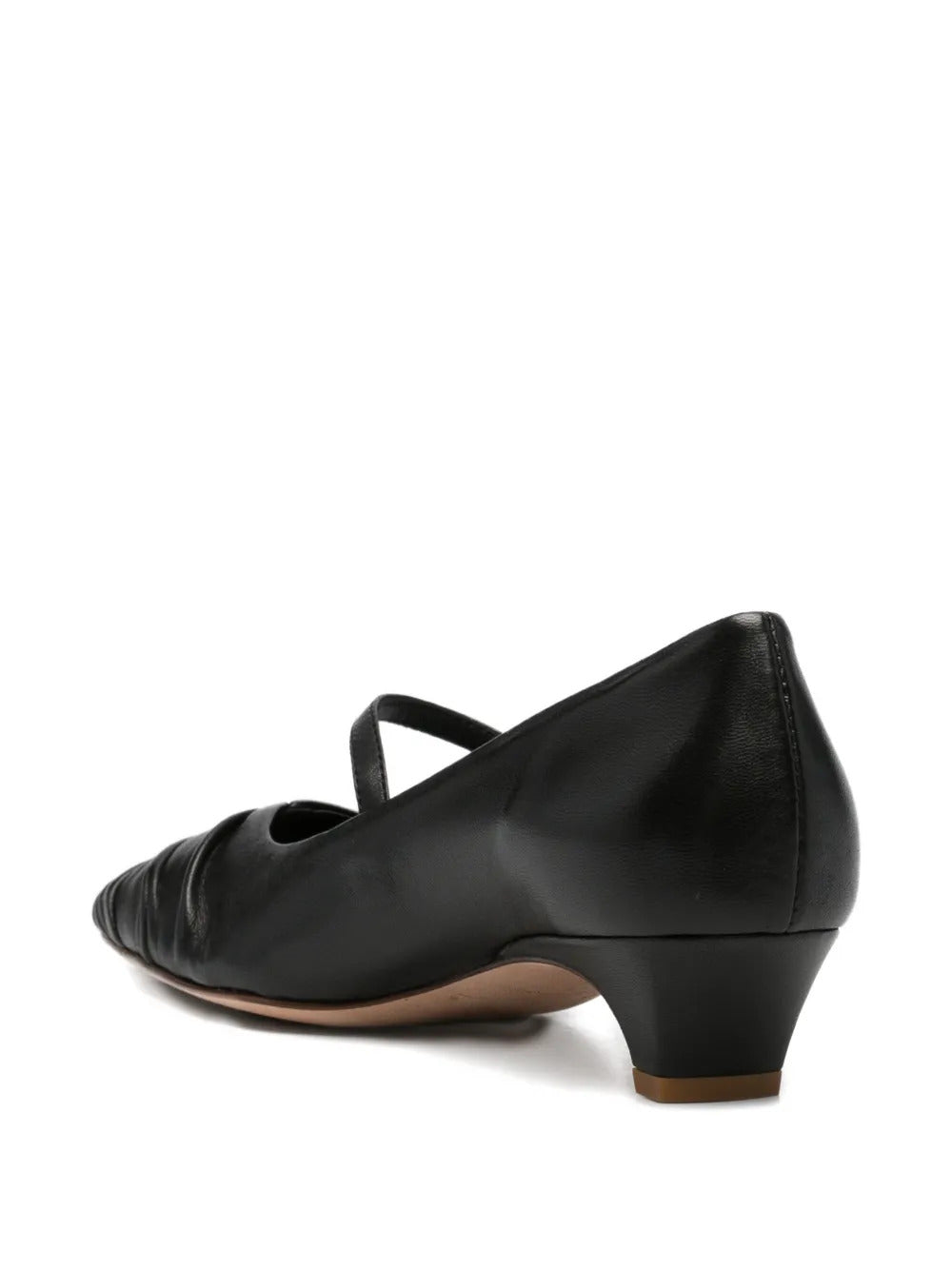 black leather strap ruched detail