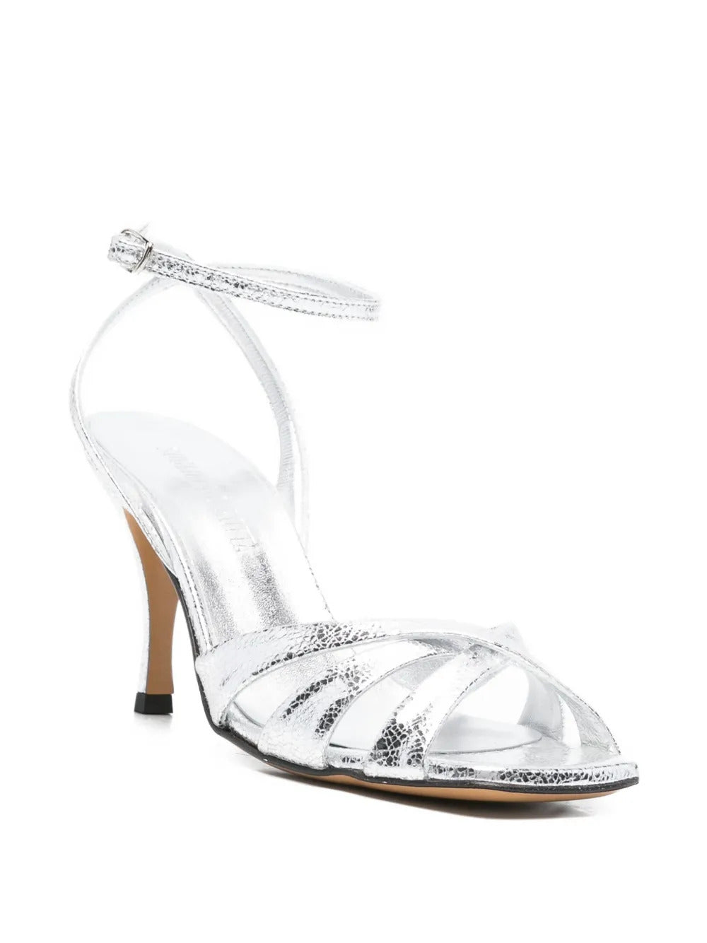 silver open toe twisted detail