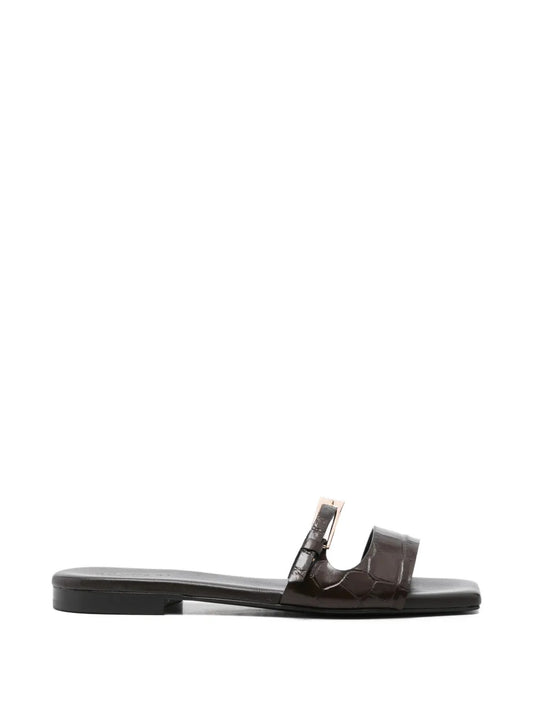buckle detail leather sandals