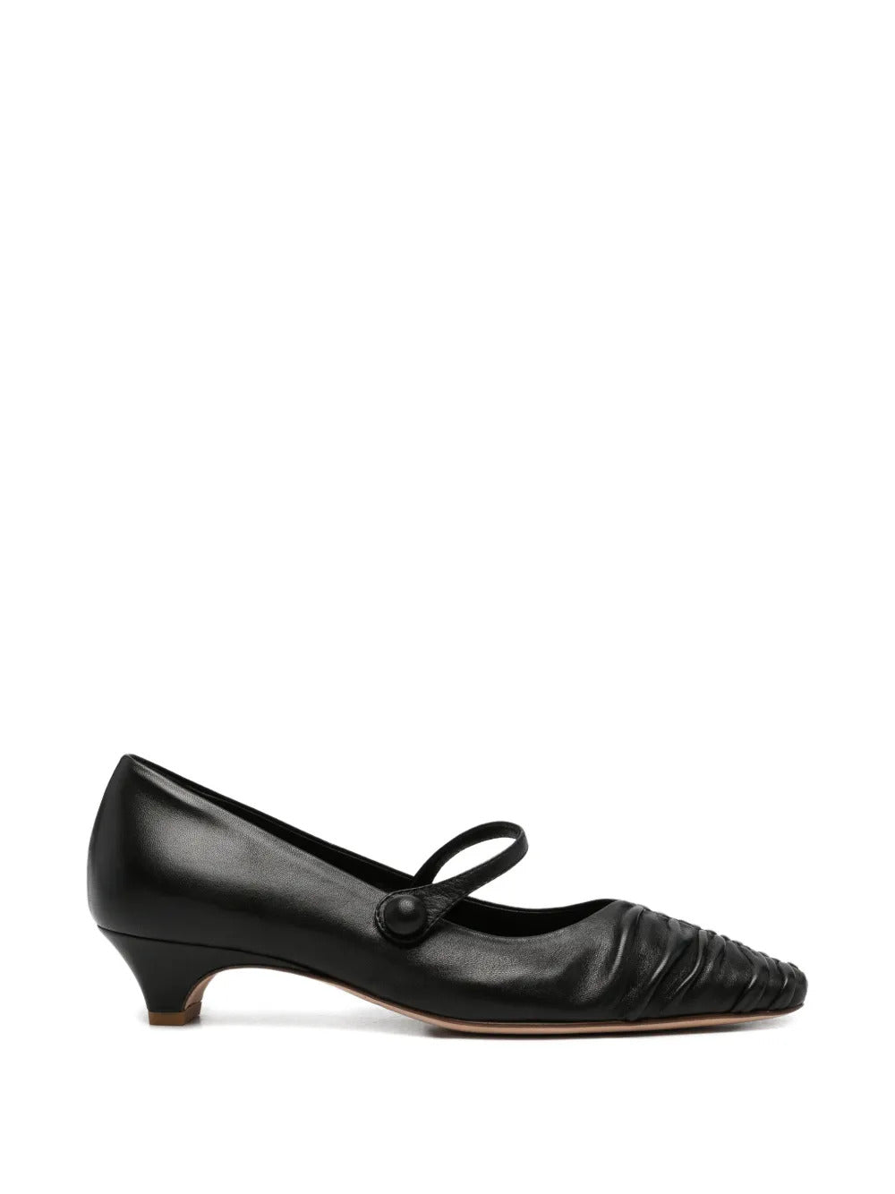black leather strap ruched detail