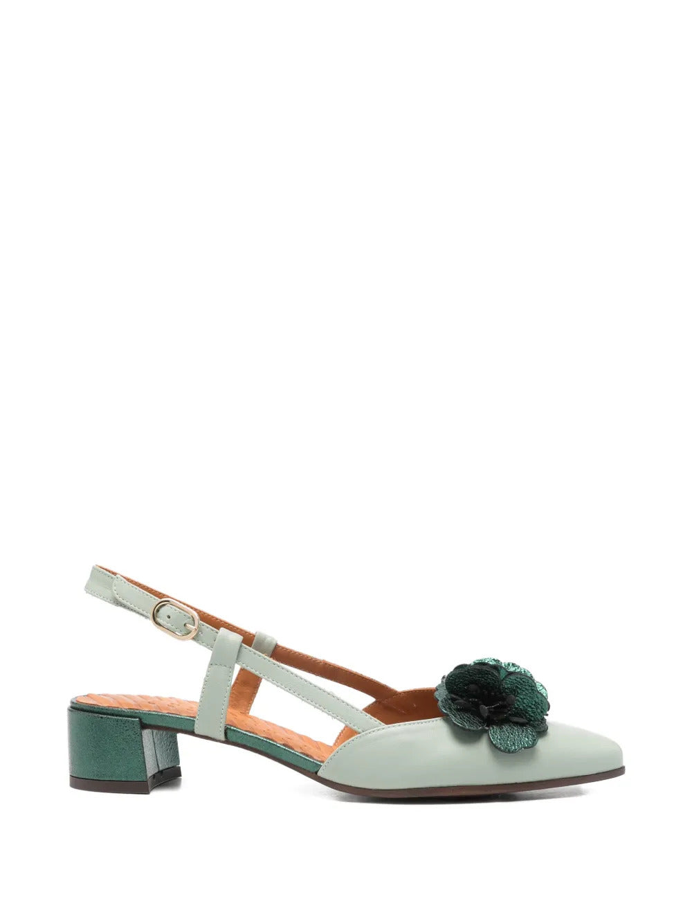 Hezel flower leather heeled pumps