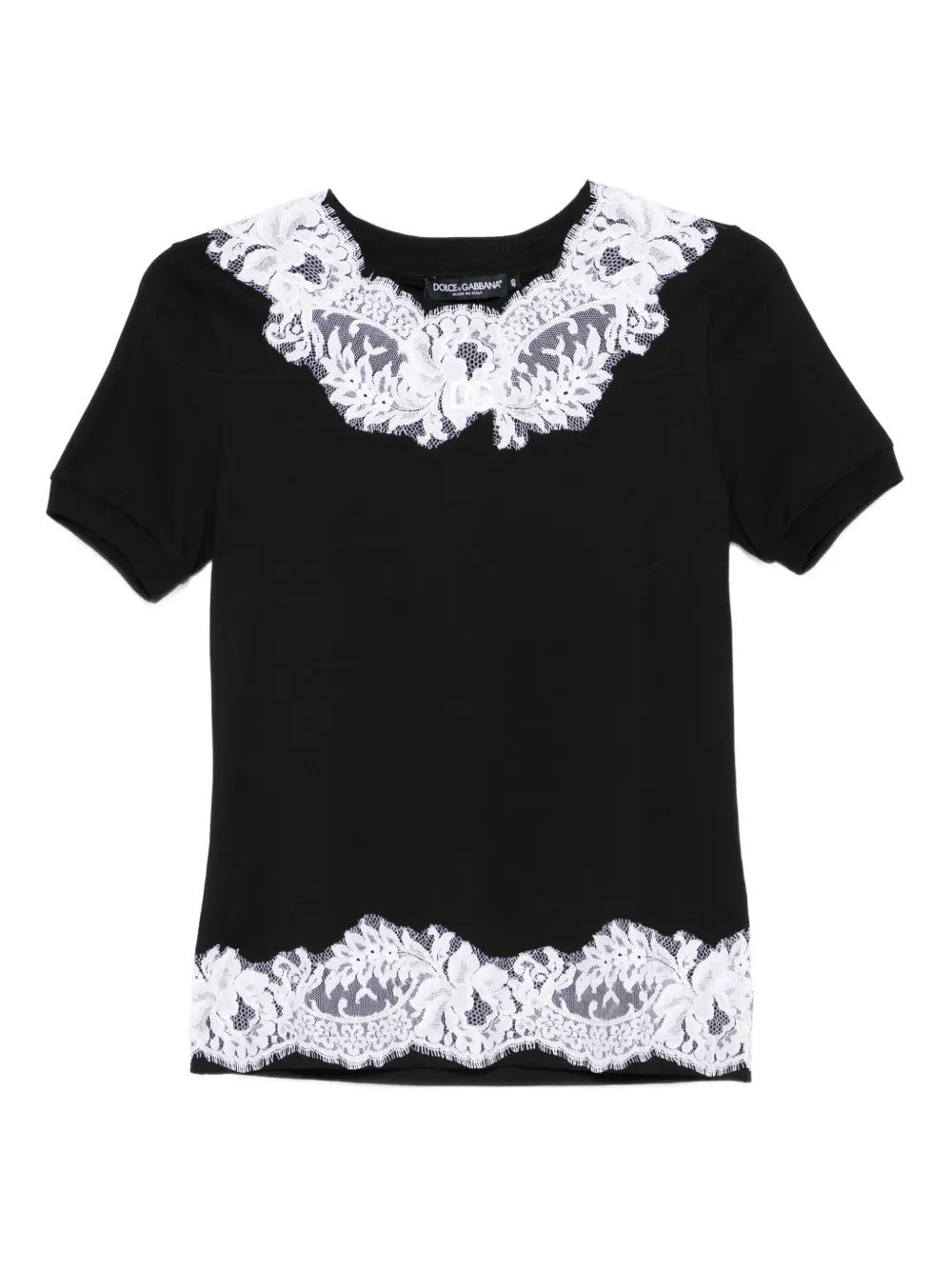 lace-trimmed cotton T-shirt
