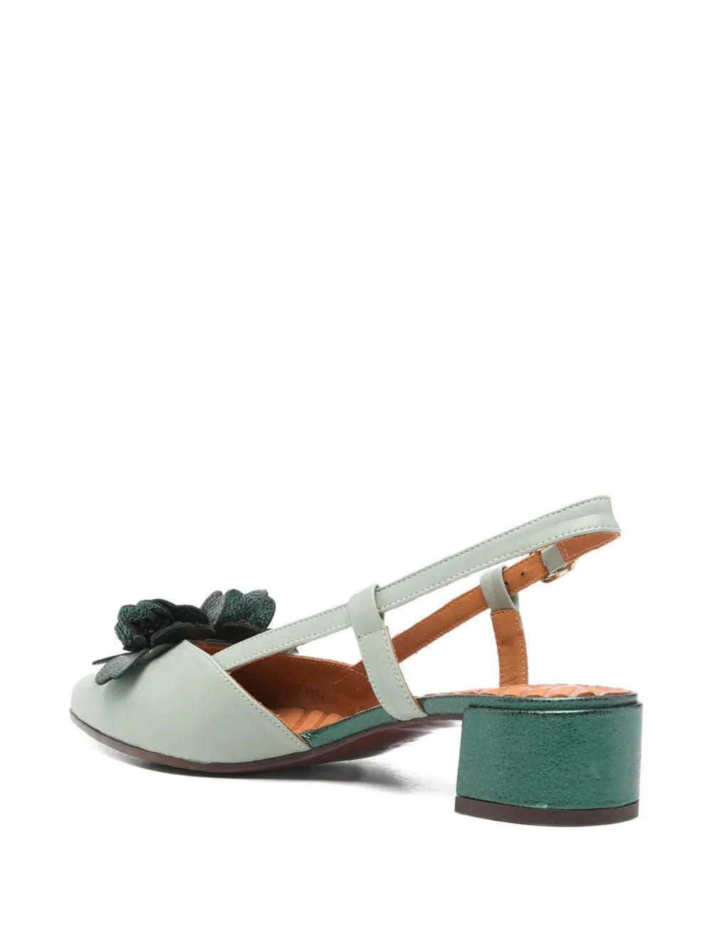 Hezel flower leather heeled pumps