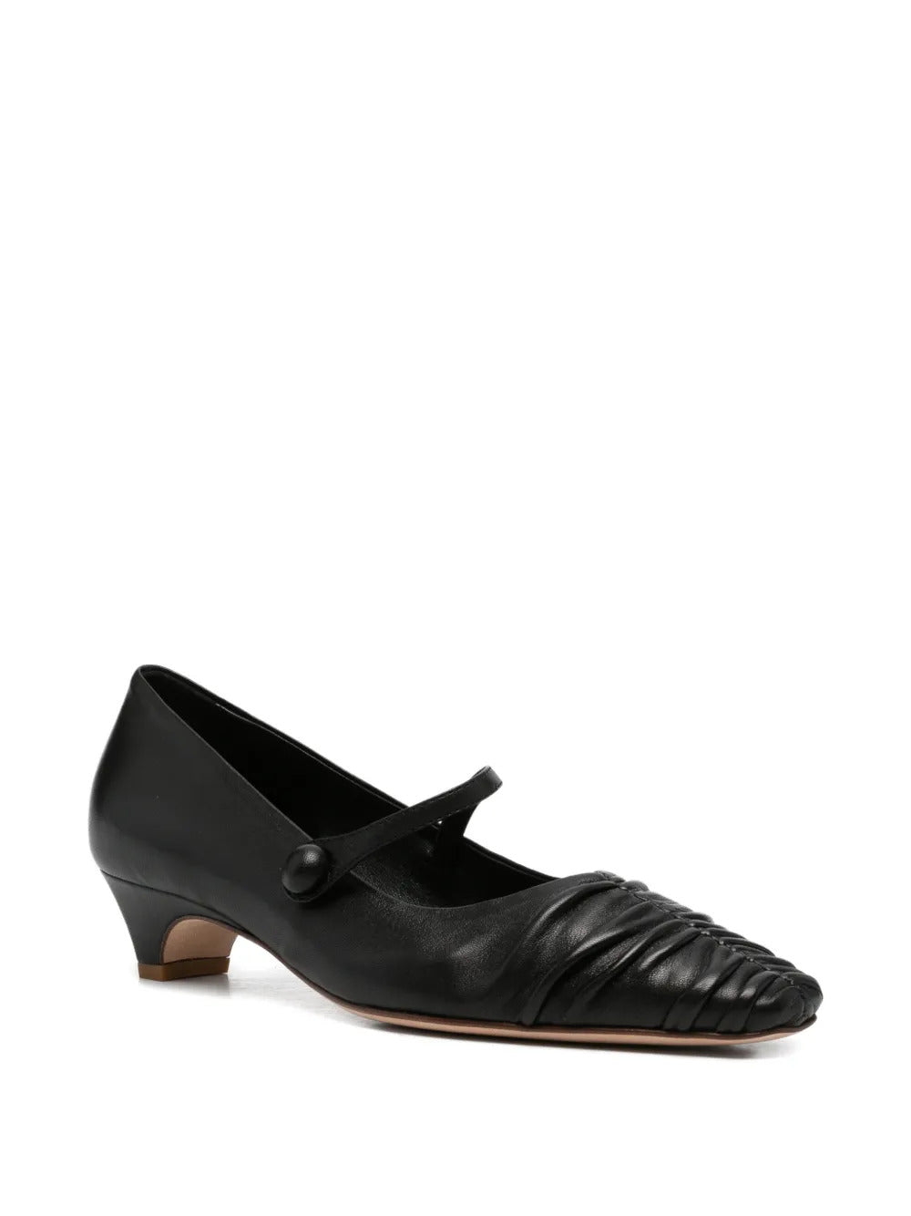black leather strap ruched detail
