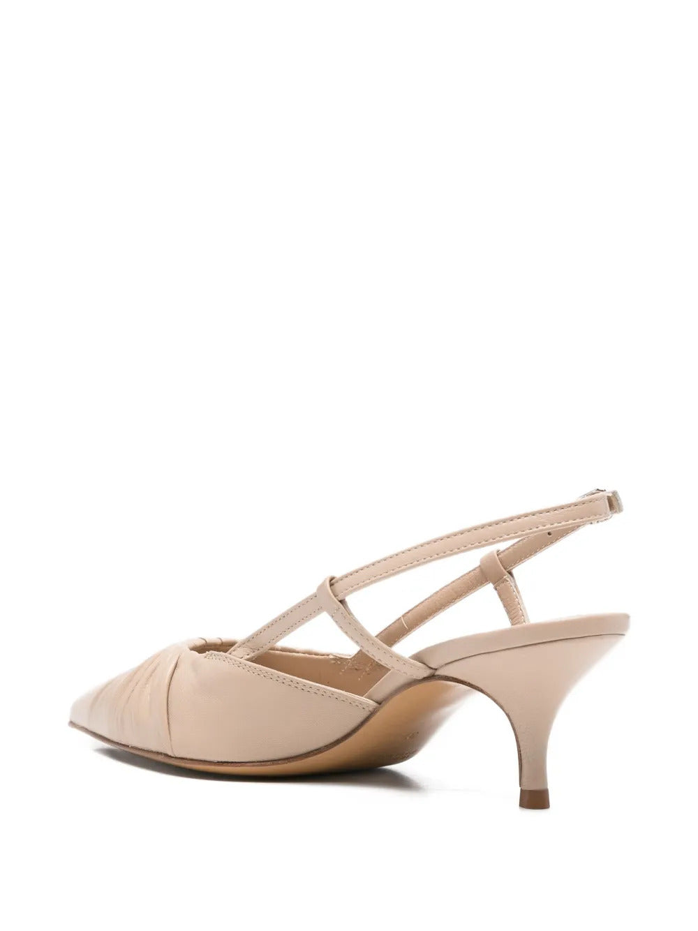 neutrals ruched detailing pointed toe slingback strap