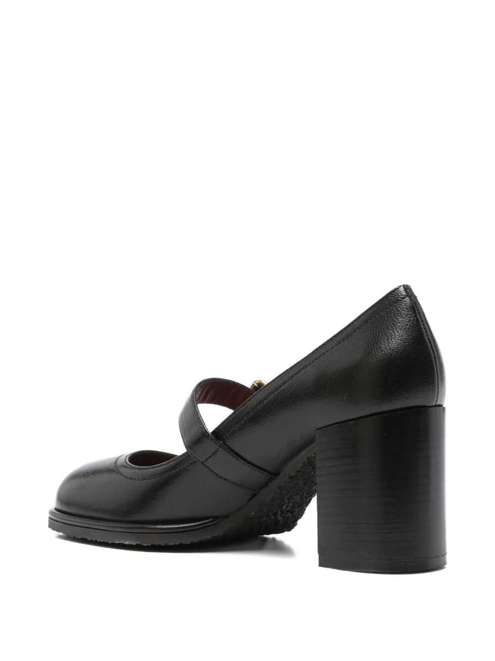 75mm buckle-strap block-heel pumps