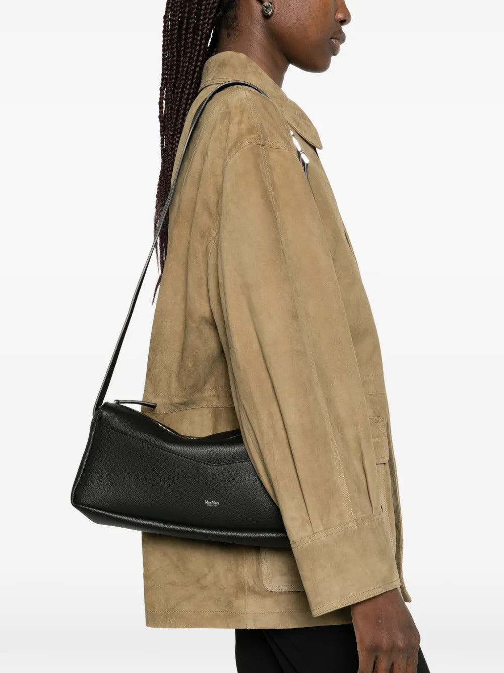 Borsa a spalla in pelle con zip
