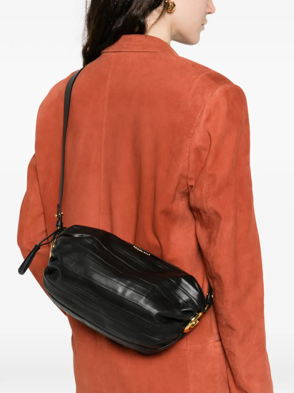 logo-lettering leather satchel