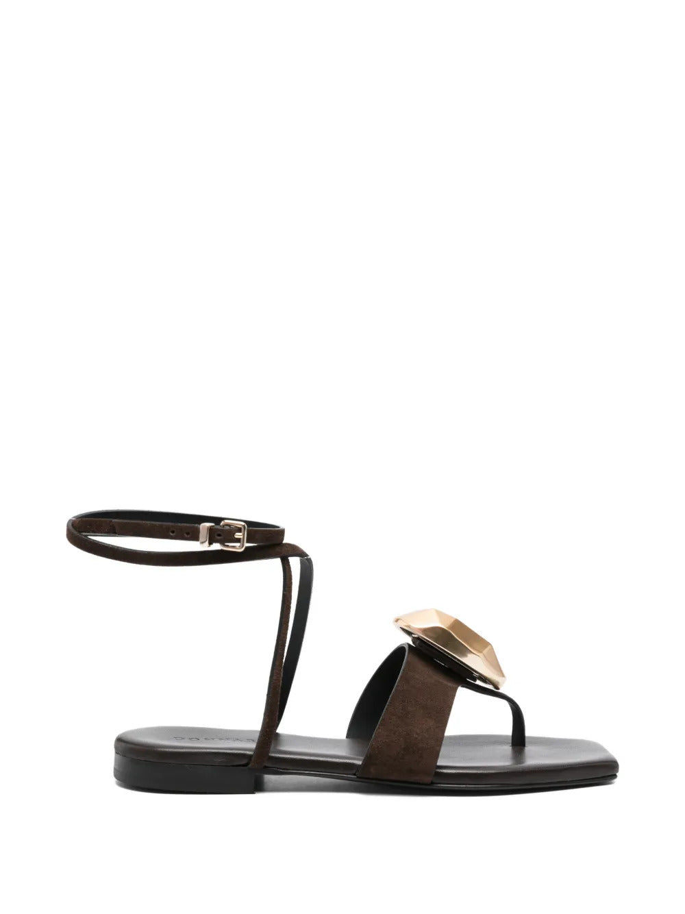 gold-tone-embellishment ankle-strap sandals