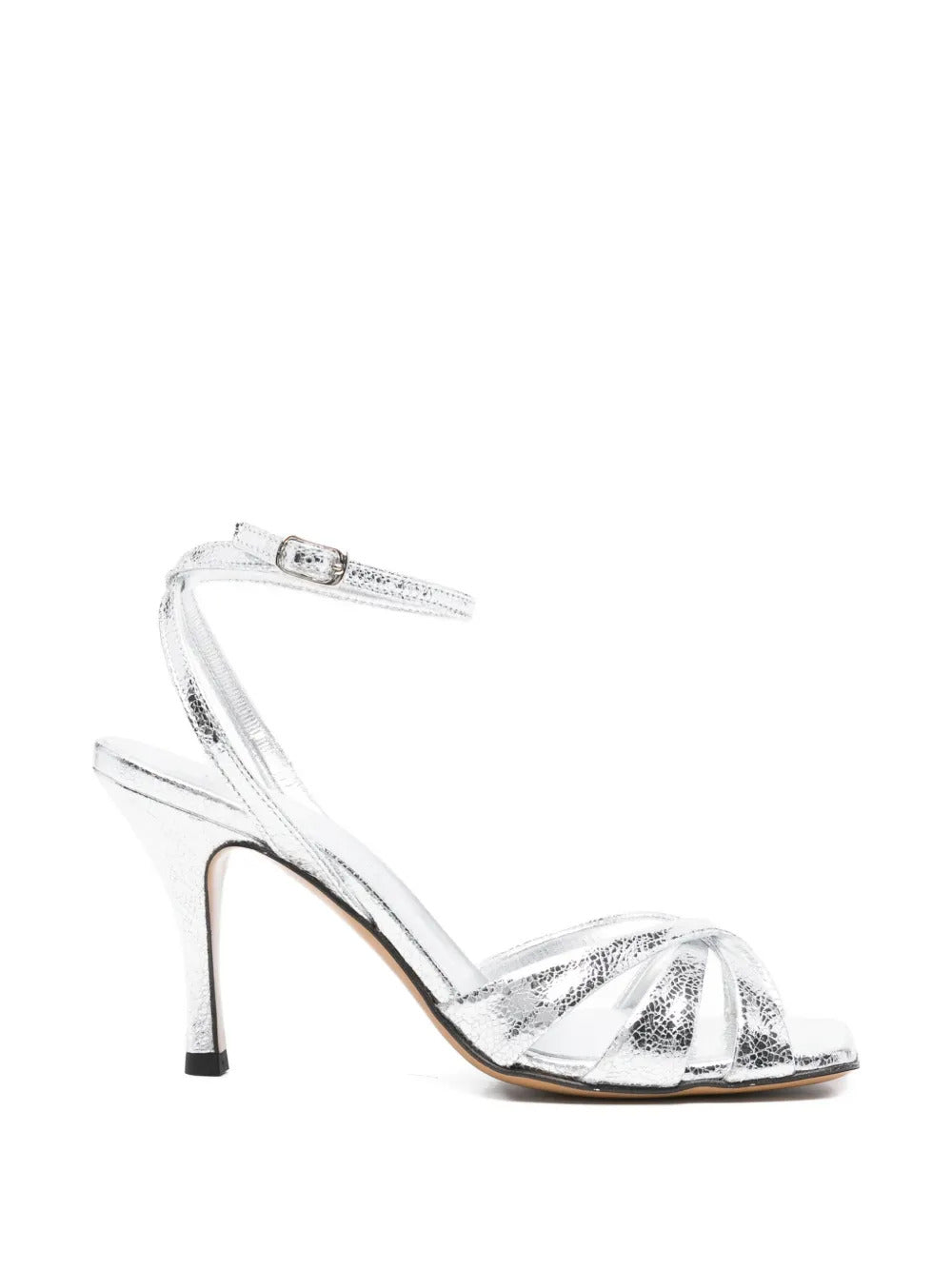 silver open toe twisted detail