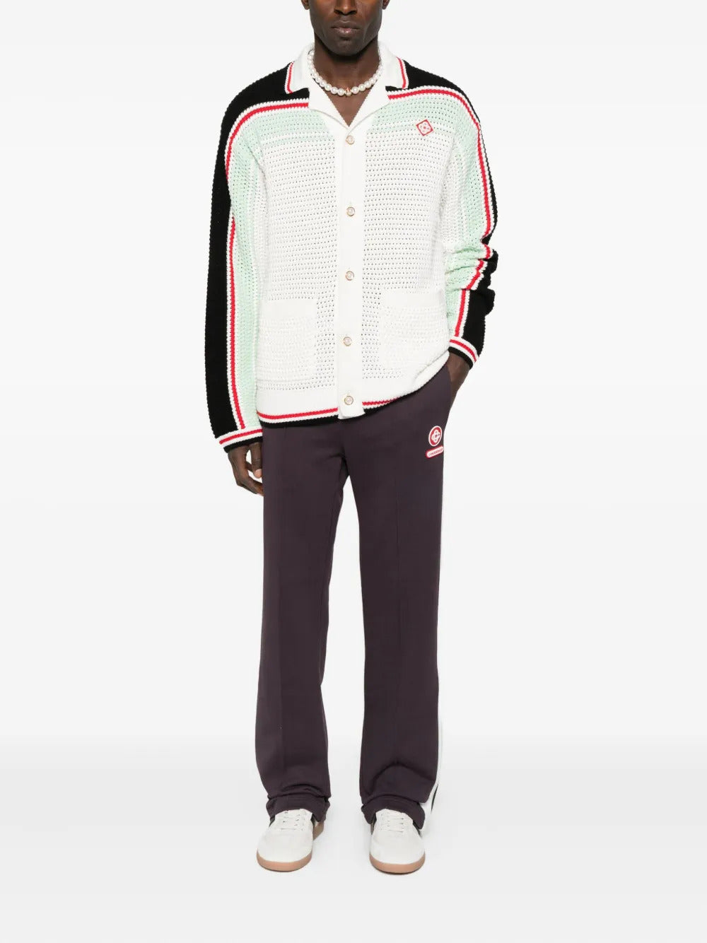 side-stripe cotton trousers