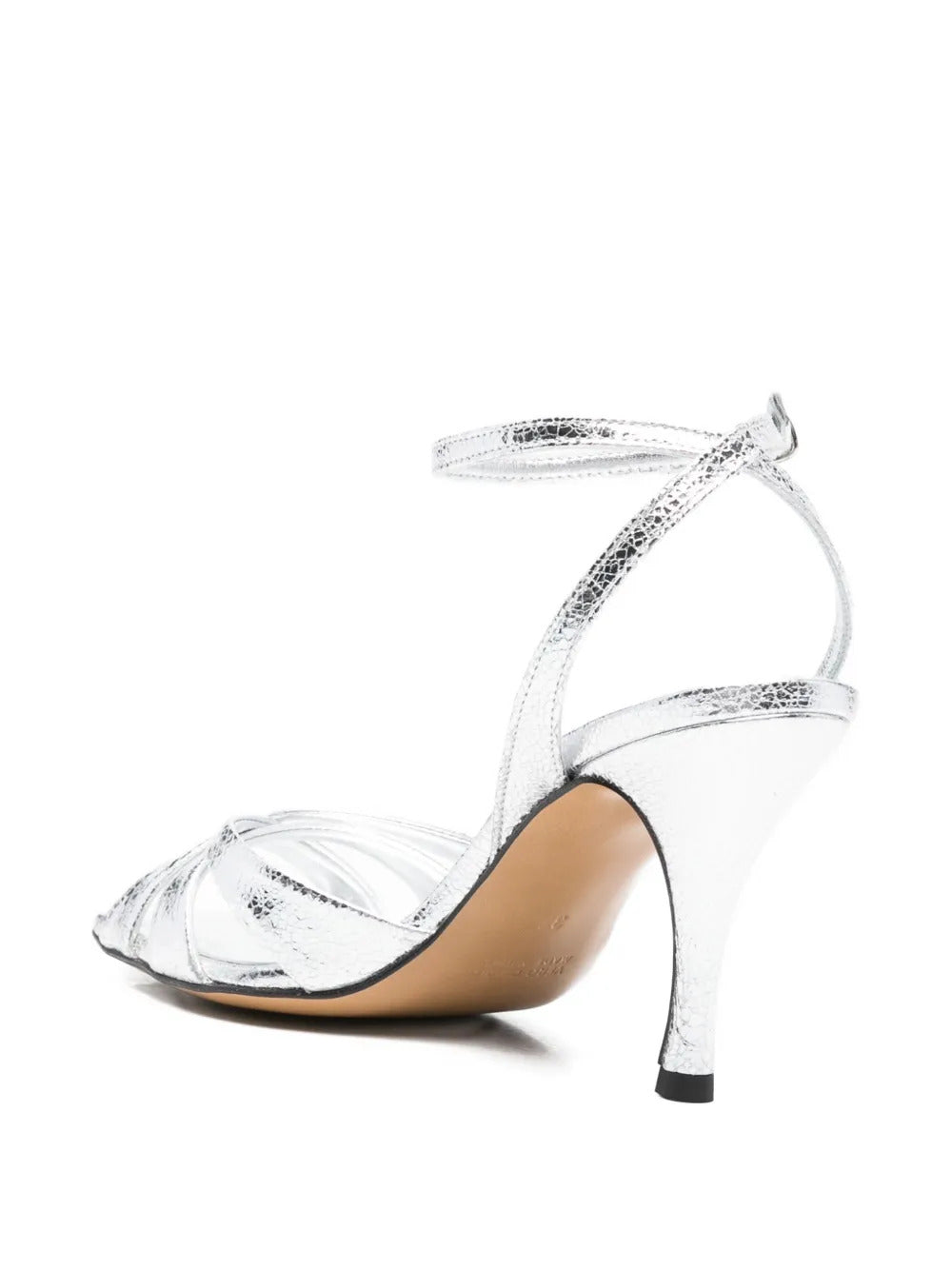 silver open toe twisted detail