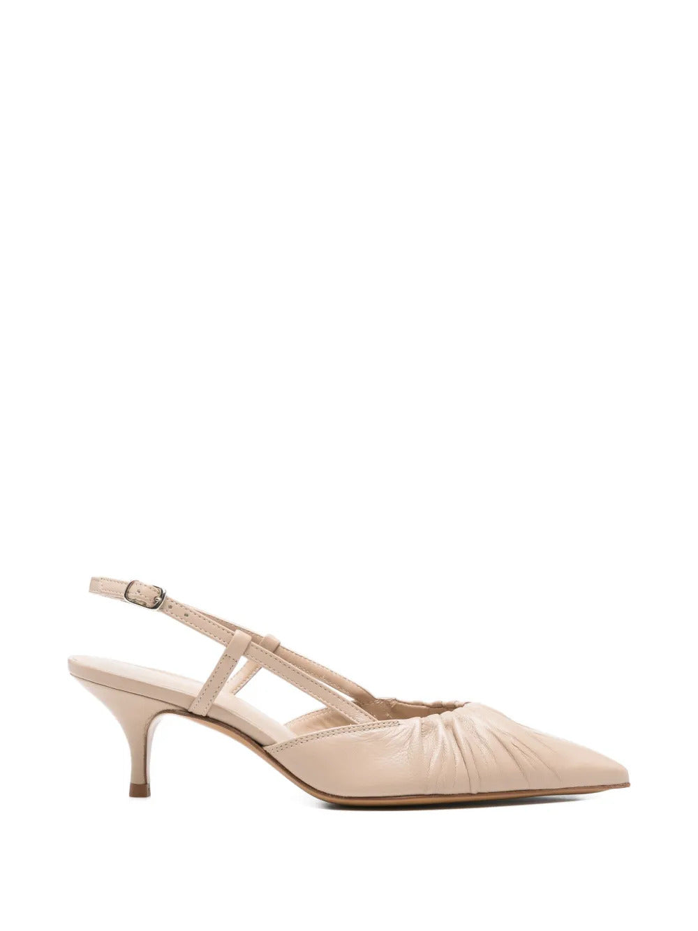 neutrals ruched detailing pointed toe slingback strap
